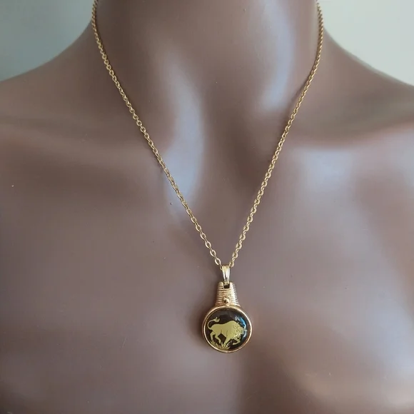 Gold Buffalo Pendant Necklace - Picture 15 of 15